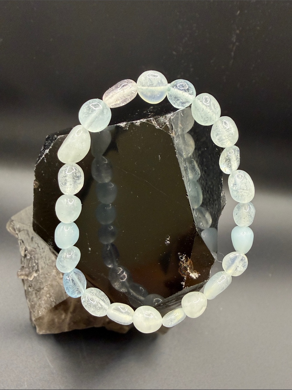 Aquamarine beaded stretch bracelet